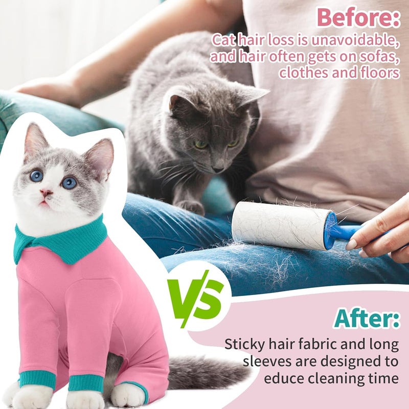 T'CHAQUE Sticky Hair Cat Clothes, Professional Recovery Suit for Cats, Anti-Shedding Shirt Outfit, Soft Pajamas for Kittens, Post-Surgery Onesie for Male & Female Cats - Image 2